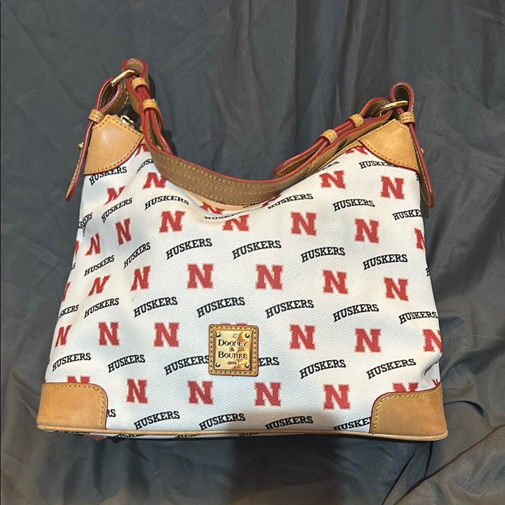 Dooney & Bourke White and Red Nebraska Huskers Shoulder Bag